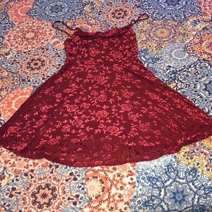 Size SMALL red velvet rose dress with a scoop neckline!! Brand new!